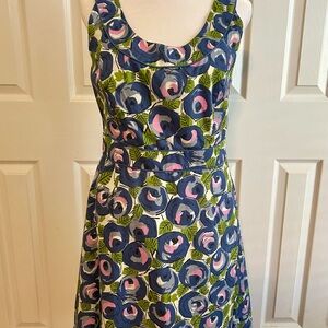 Boden Blue and Pink Floral Midi Dress